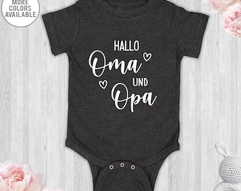 Hallo Oma Und Opa - Baby Bodysuit  - Pregnancy Announcement  Gift - Oma and Opa Gift