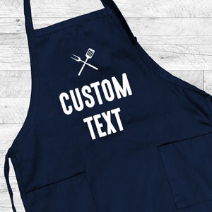 Custom Text Grill Apron - Kitchen Apron - Personalized Apron - Gift For Him -  Funny Grill Apron - Chef Gift