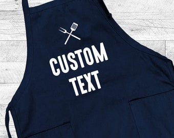Custom Text Grill Apron - Kitchen Apron - Personalized Apron - Gift For Him -  Funny Grill Apron - Chef Gift