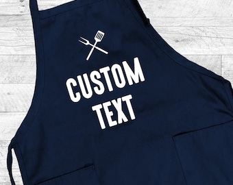 Custom Text Grill Apron - Kitchen Apron - Personalized Apron - Gift For Him -  Funny Grill Apron - Chef Gift