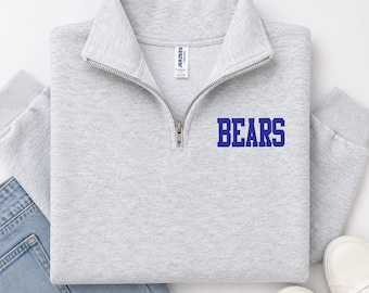 Custom Team Name Quarter Zip Sweatshirt, Sports Team Name Sweatshirt, Personalized Mascot Quarter Zip, Custom Name Pullover, School Spirit