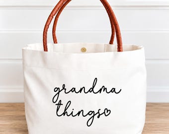 Grandma Things Bag, Canvas Tote Bag, Grandma Tote, Personalized Gift For Grandma, Mother's Day Gift