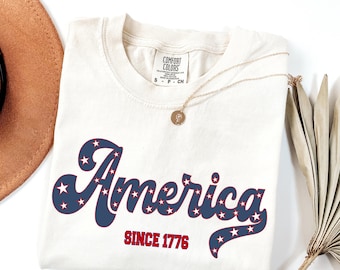 T-shirt America, T-shirt patriotique, T-shirt aux couleurs confortables, Chemise 4 juillet, T-shirt rouge, blanc et bleu,
