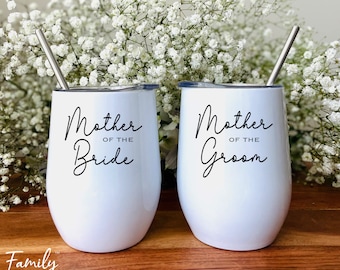 Gobelet à vin pour la mère de la mariée - Gobelet à vin 12 oz - Cadeau pour la mère de la mariée - Gobelet à vin pour la mère du marié - Tasse pour la mère de la mariée