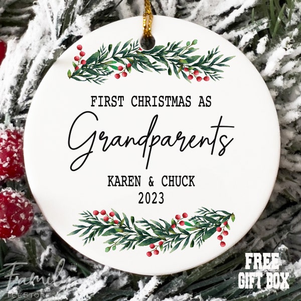 First Christmas As Grandparents, Christmas Ornament, Personalized Grandparents Ornament, Promoted To Grandparents, New Grandparents Gift