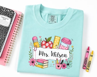 T-shirt personnalisé pour enseignant, chemise aux couleurs confortables, cadeau de remerciement pour l'enseignant, t-shirt pour la rentrée des classes