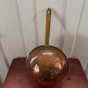 Vintage Copper Bowl with Brass Handle-  Zabaglione pot