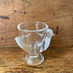 Vintage Glass Chicken Shaped Egg Cup