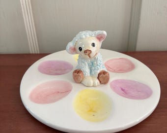 Vintage Hand Painted Ceramic Deviled Egg Plate