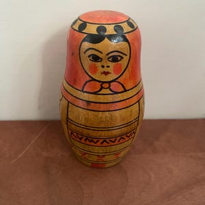 Vintage Wooden Russian Hand Painted Nesting Dolls
