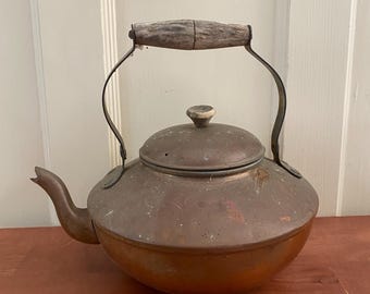 Copper Tea Kettle with Wood Handle