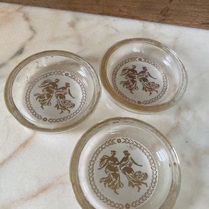 Set Of Three Vintage Glass Coasters