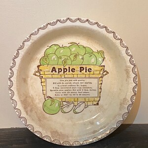 Vintage Apple Pie Plate With Recipe