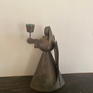 Vintage Brass Angel Candlestick Holder