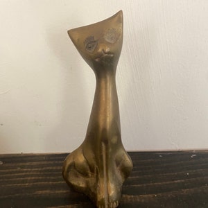 Vintage Mid Century Modern Vintage Brass Cat Figurine