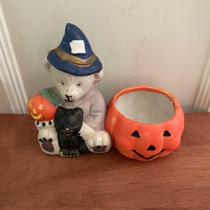 Vintage Ceramic Halloween Bear Figurine