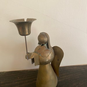 Vintage Brass Angel Candlestick Holder