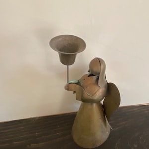 Vintage Brass Angel Candlestick Holder