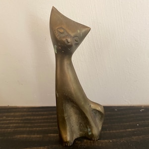 Vintage Mid Century Modern Vintage Brass Cat Figurine
