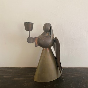 Vintage Brass Angel Candlestick Holder