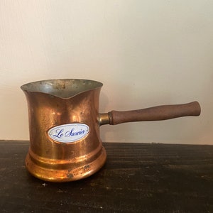 Vintage 1984 Teleflora Le Saucier Wood Handle Copper Sauce Pot