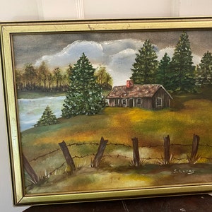 Vintage Framed Landscape Painting