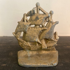 Vintage Brass Nautical Ship Sailing Boat Bookend