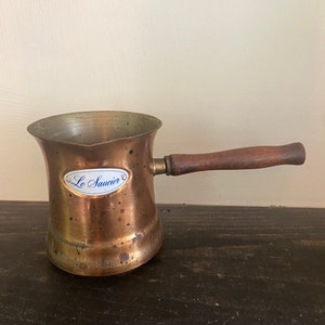 Vintage 1984 Teleflora Le Saucier Wood Handle Copper Sauce Pot