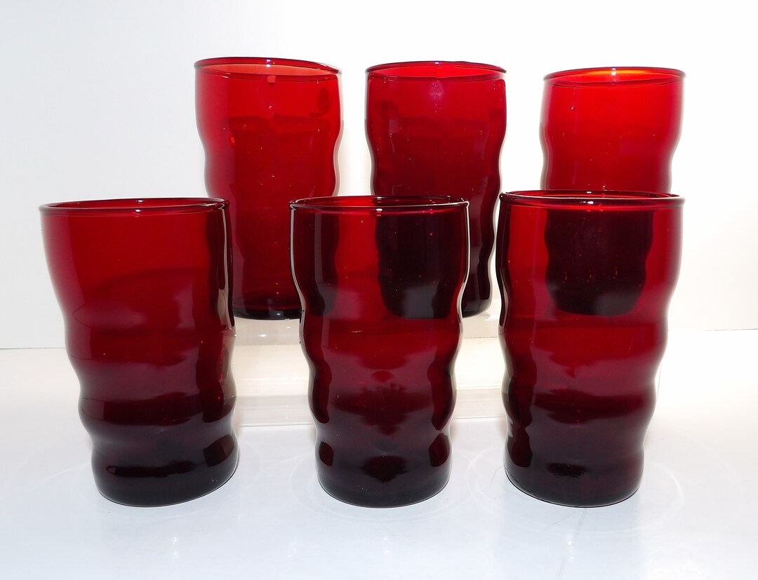 Vintage Anchor Hocking ruby Red Juice Glasses Set Etsy