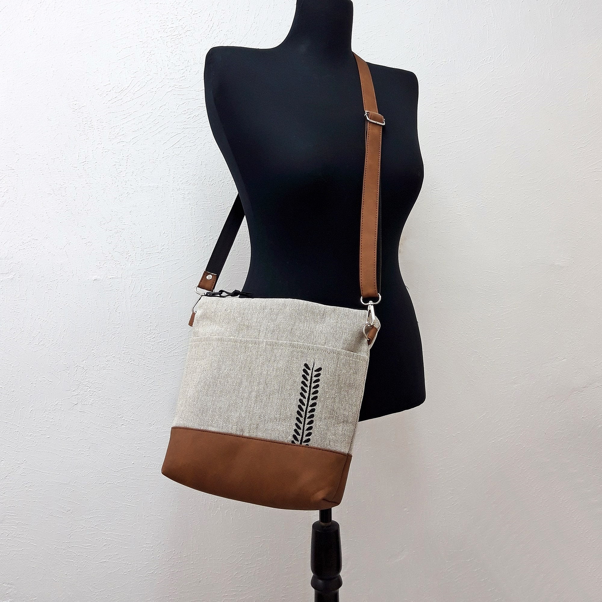 Crossbody Bag Natural Product, Beige Jute Canvas Bag, Vegan