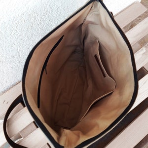 Crossbody bag medium, vegan bag, hand print bag, Waterproof bag, sturdy beige purse PINE WOOD, canvas shoulder bag, brown leather hobo bag image 10