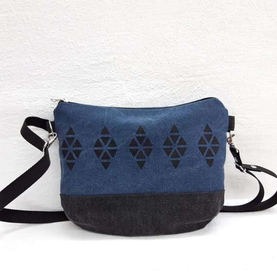 Blue and black mini bag