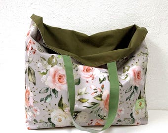 Wasserabweisende Waschbare Markttasche, Strand und Wochenendtasche, Wende-Einkaufstasche 19x14 ", Handgemacht