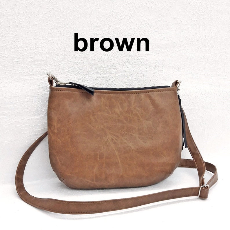 Day Brown small shoulder bag, Satchel mini, simple crossbody bag, Lightweight bag, evening vegan bag, antique Gray Black White leather Brown