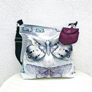 Crossbodytas vlinder, handgemaakte canvas schoudertas, opvouwbare draagtas