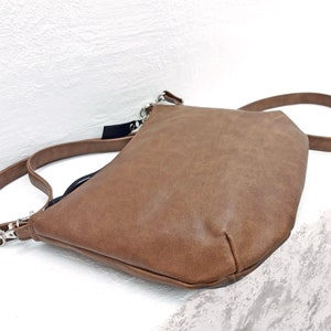 Day Brown small shoulder bag, Satchel mini, simple crossbody bag, Lightweight bag, evening vegan bag, antique Gray Black White leather image 6