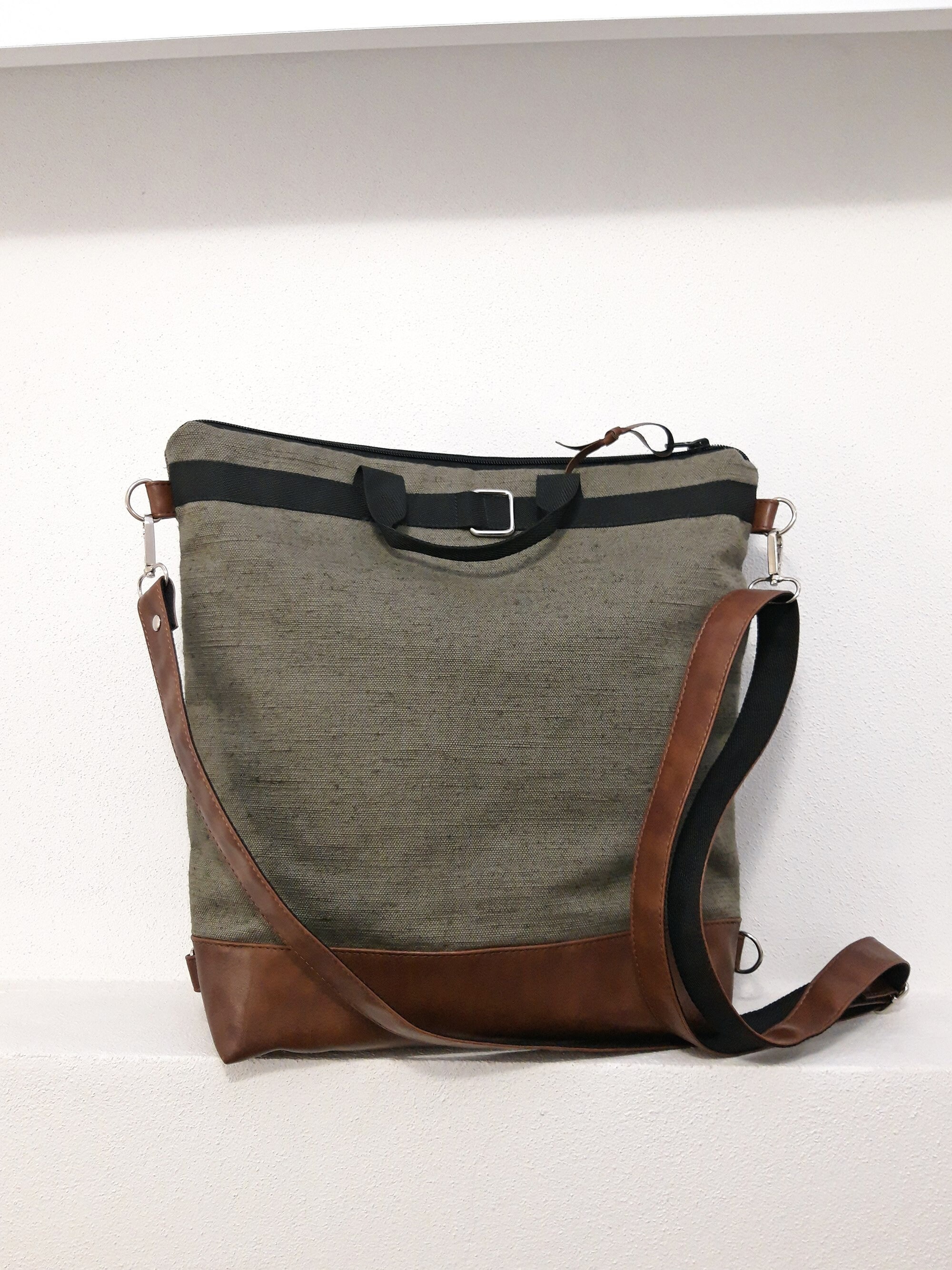 Rucksack Umhängetasche Khaki Canvas Crossbody Grün Graue | Etsy