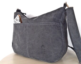 Grey Water repellent Messenger Bag, Crossbody bag, Light weight tote, Shoulder bag, Travel bag, Women, gift for her, Black Brown hobo bag