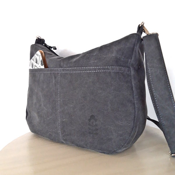 Grey Water repellent Messenger Bag, Crossbody bag, Light weight tote, Shoulder bag, Travel bag, Women, gift for her, Black Brown hobo bag