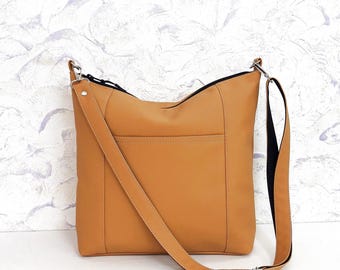 Bolsa transversal grande amarela, bolsa casual de couro, bolsa de ombro urbana
