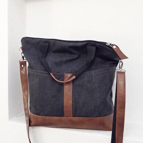 Black waxed canvas bag