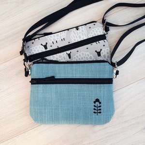 Bolso bandolera pequeño de viaje Turquesa, Gris, Naranja, bolso de pecho, bolso de cintura, monedero mini de lino magnolia, billetera mujer niña