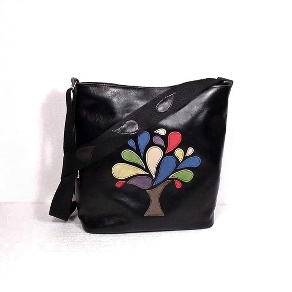 Black leather shoulder bag