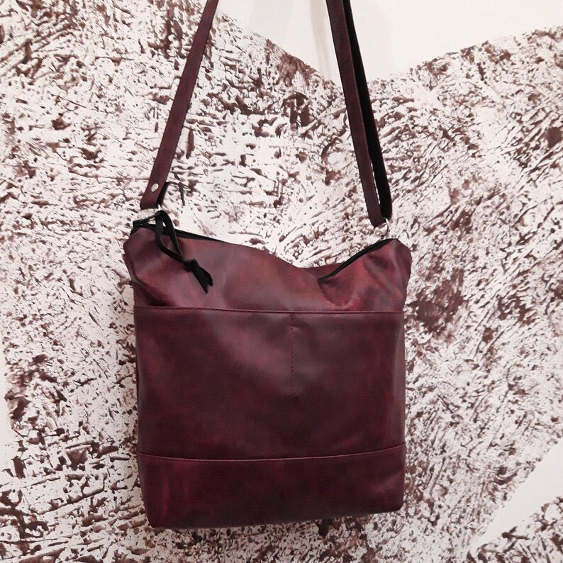 Burgundy crossbody purse Medium size bag vegan leather bag Etsy