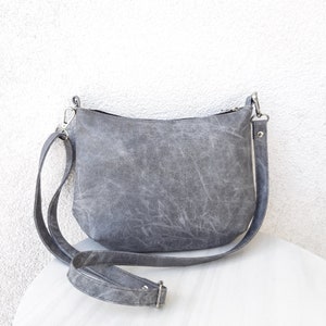 Day Brown small shoulder bag, Satchel mini, simple crossbody bag, Lightweight bag, evening vegan bag, antique Gray Black White leather image 9