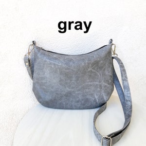 Day Brown small shoulder bag, Satchel mini, simple crossbody bag, Lightweight bag, evening vegan bag, antique Gray Black White leather Gray