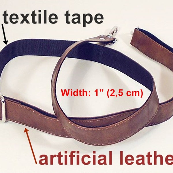 Leather straps for bag, Width 1" (2,5 cm), adjustable bag handle, spare long handle for crossbody bag, brown, camel, black strap, cognac