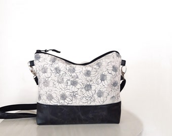 Kleine natürliche Crossbody Tasche, Vegan Tasche, handgemachte Blumen Brieftasche