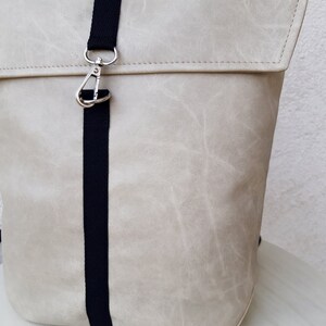 Women's backpack white, Handmade from Diahobag, vegan leather bag, deep backpack for format A4, antique effect leather image 5