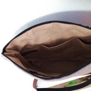 Medium crossbody purse, Gray bag, small messenger bag, Magnolia print, hobo bag vegan leather, canvas pouch, girl bag, gift for a woman image 10